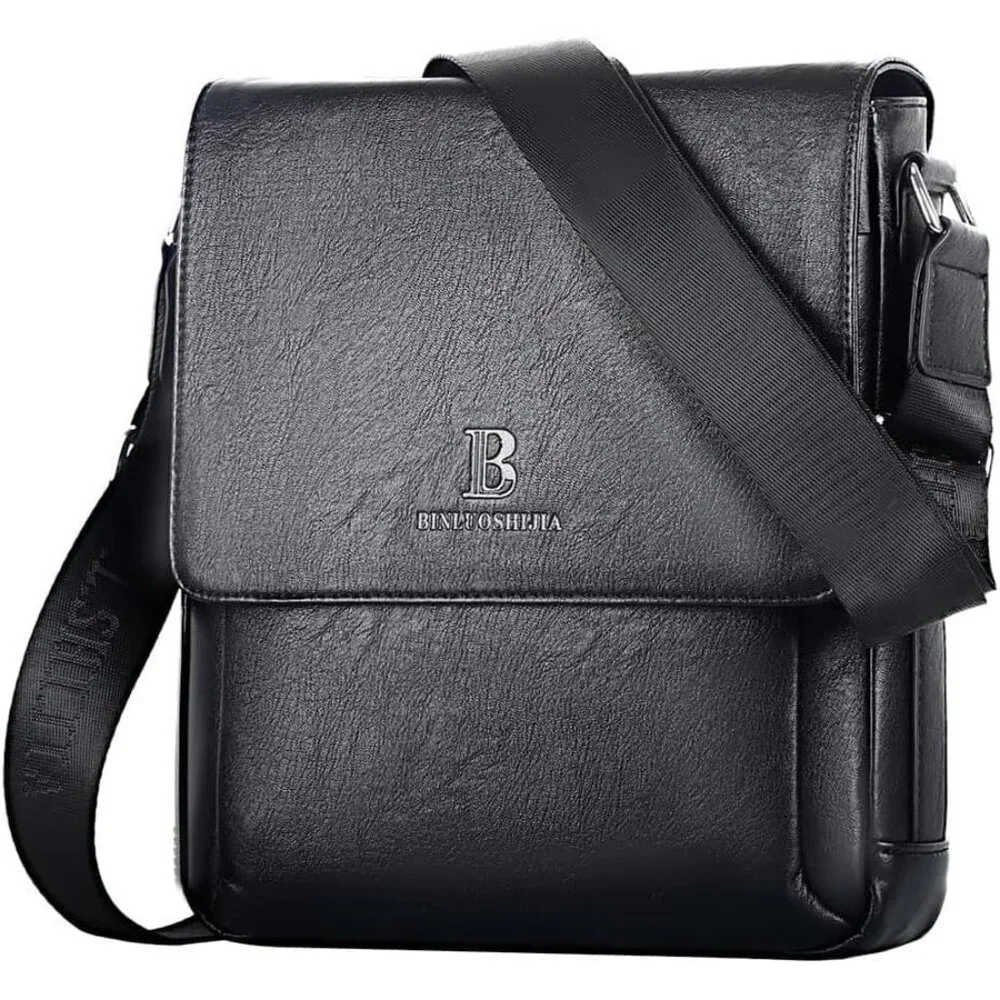 Vegan Leather Crossbody Bag Minimal Chic Messenger Satchel for Men Travel Work